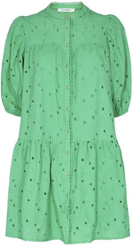 Co'Couture Groene Anglaise Jurk met Pofmouwen Groen Dames