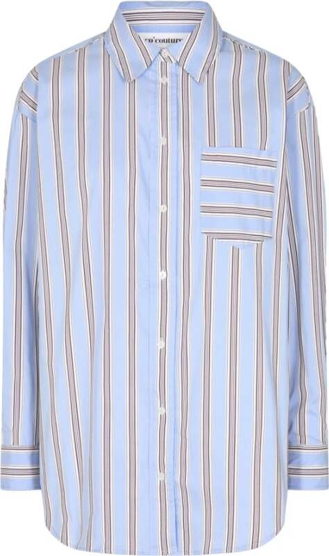 Co'Couture Kiana Stripe Oversized Shirt Blauw Dames