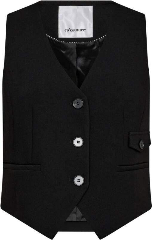 Co'Couture Klassiek Zwart Vest met Knoopsluiting Black Dames