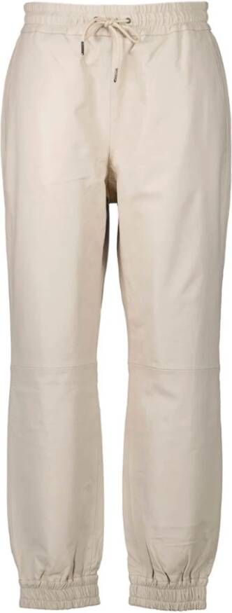 Co'Couture Leren Joggers Ecru Beige Dames