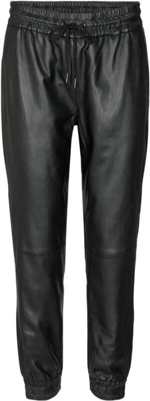 Co'Couture Leren Joggers Broek 91154 Zwart Black Dames