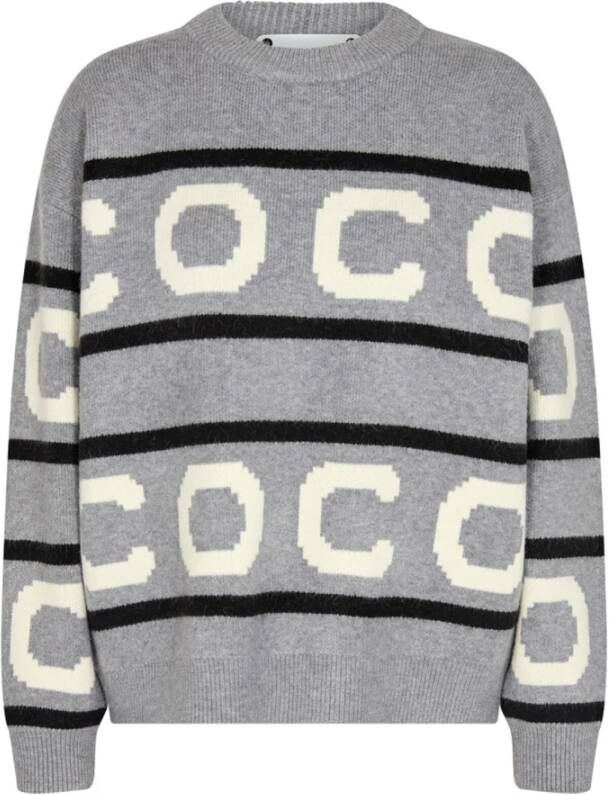 Co'Couture Row Logo Gebreide Trui in Lichtgrijs Gray Dames