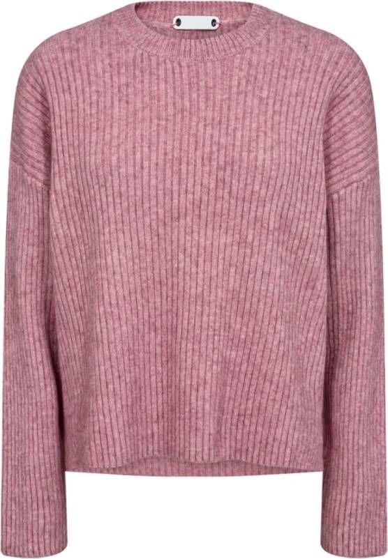 Co'Couture Luxe Gebreide Trui met Lange Mouwen en Ronde Hals Roze Dames