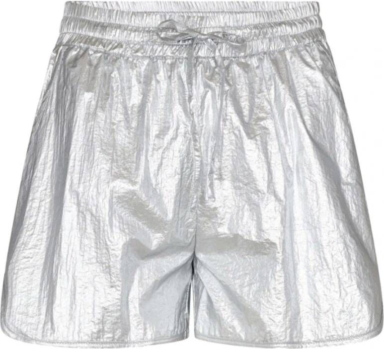 Co'Couture Metallic Elastische Taille Shorts Grijs Dames - Foto 1