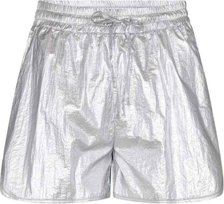 Co'Couture Metallic Elastische Taille Shorts Grijs Dames