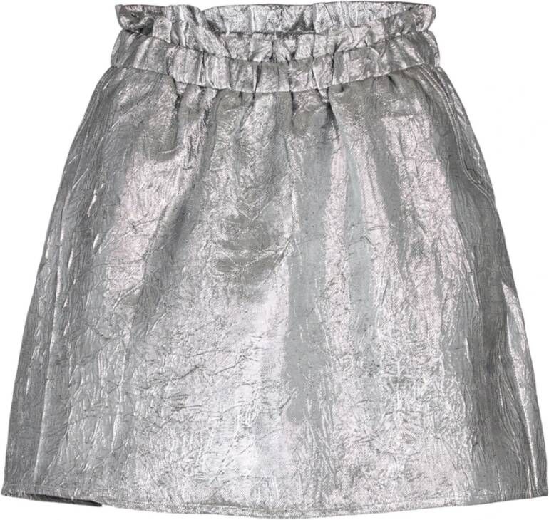 Co'Couture Metallic Rok met Elastische Tailleband en Ruches Grijs Dames