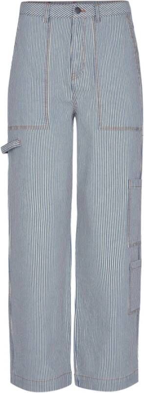 Co'Couture Cargo Jeans met Gestreepte Print Blue Dames