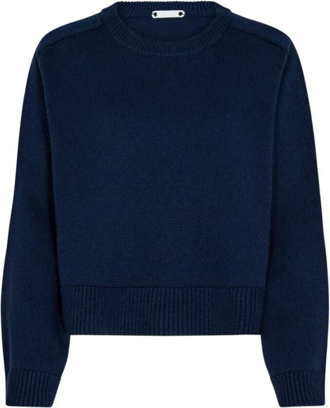 Co'Couture Navy Gebreide Trui met Lange Mouwen Blauw Dames