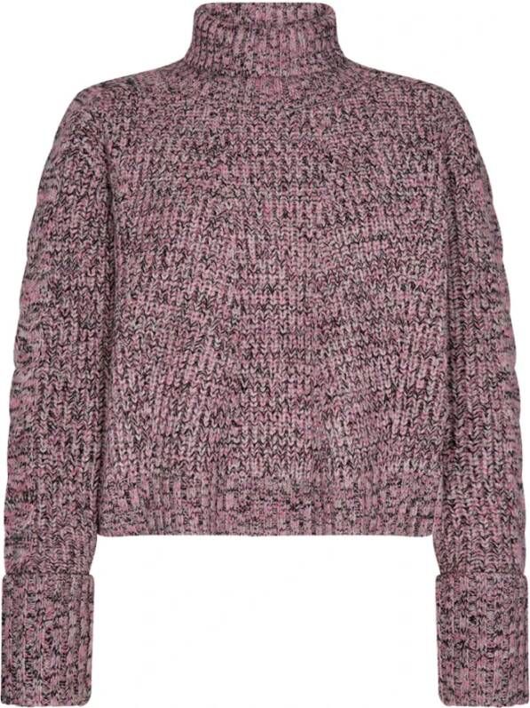 Co'Couture Roze Melange Crop Roll Neck Trui Grijs Dames