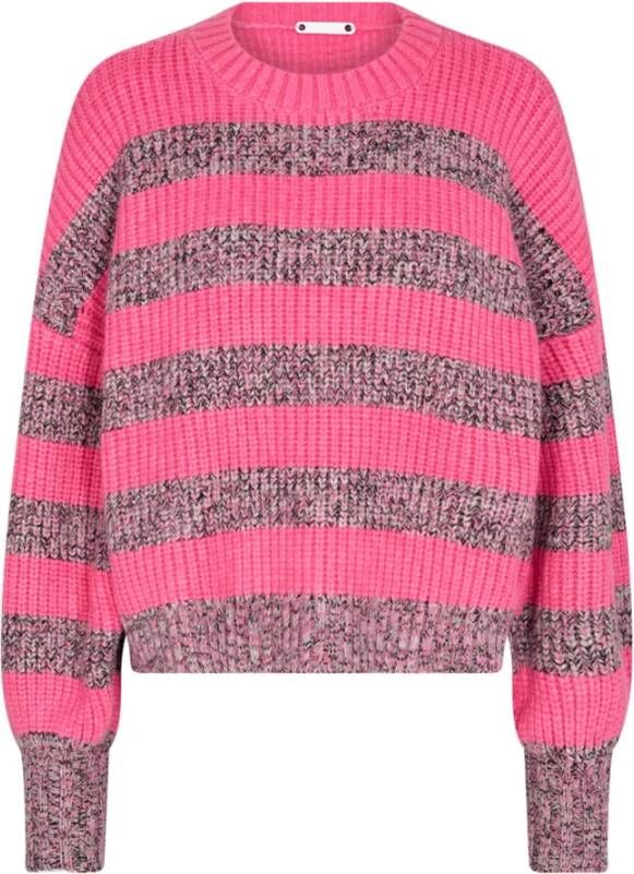Co'Couture Roze Melange Gestreepte Gebreide Trui Meerkleurig Dames