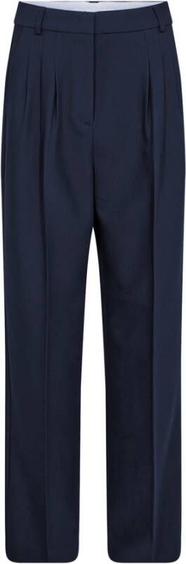 Co'Couture Stijlvolle Volacc Long Pleat Broek Navy Blauw Dames