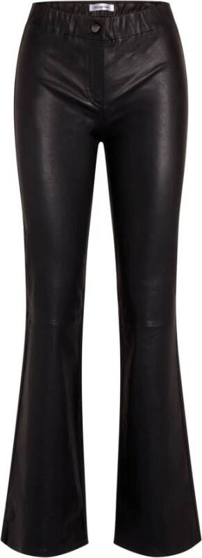 Co'Couture Wijde Leren Flare Broek Zwart Dames