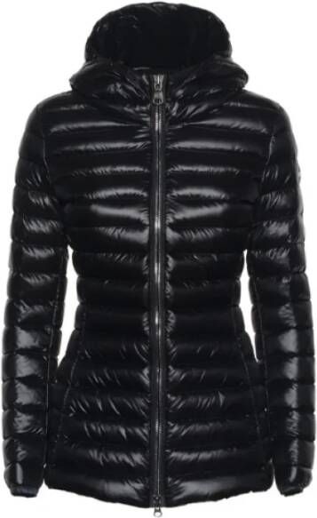 Colmar Zwarte gewatteerde jas met glinsterend effect en natuurlijke veren vulling Black Dames