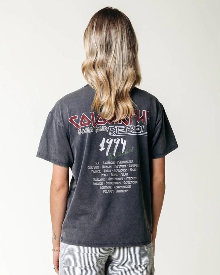 Colourful Rebel Concert Acid Wash Loosefit Tee Gray Dames - Foto 2