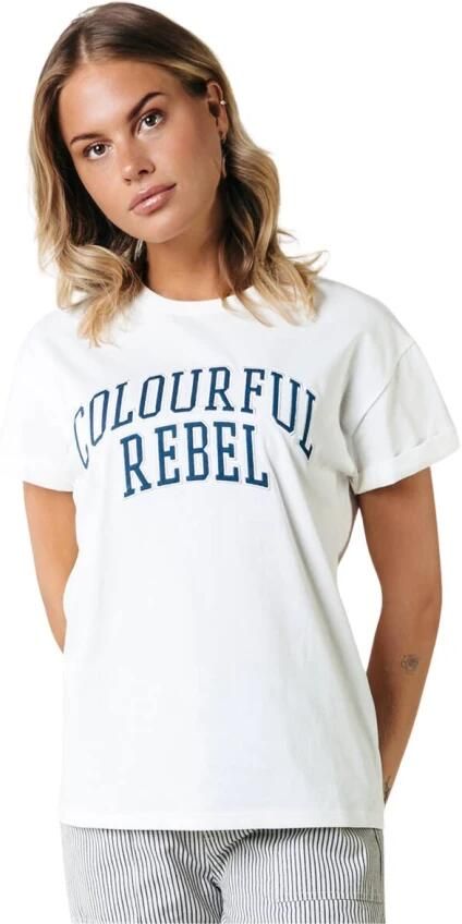 COLOURFUL REBEL Dames Tops & T-shirts Cr Print Boxy Tee Wit - Foto 4
