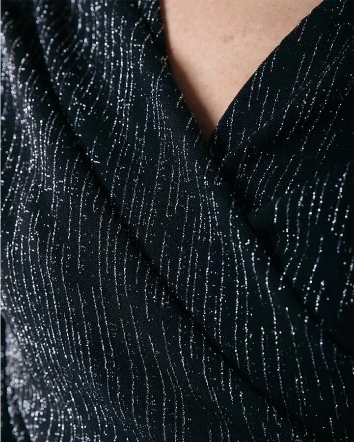 Colourful Rebel jurk Bryssa Lurex Stripes Padded dress LS zwart zilver - Foto 5