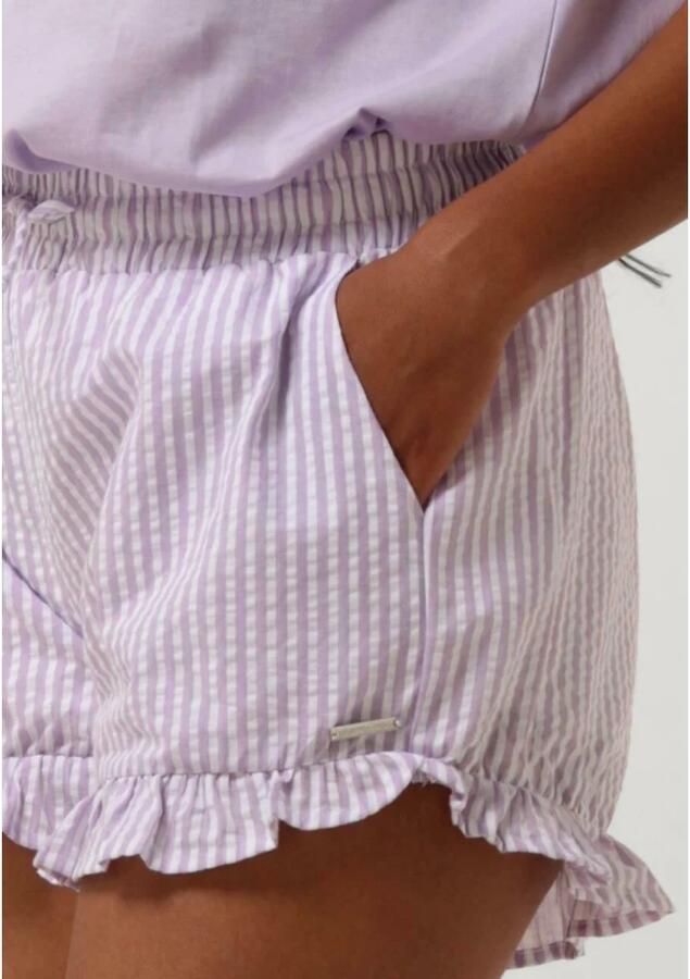 COLOURFUL REBEL Dames Broeken Sensa Striped Ruffle Short Lila