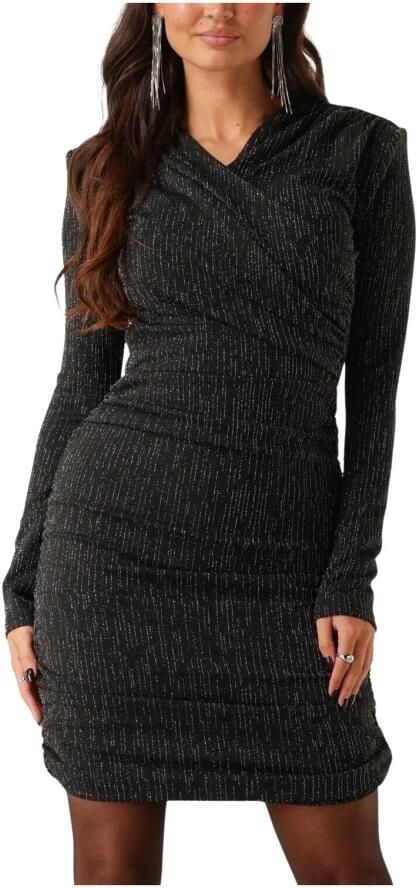 Colourful Rebel jurk Bryssa Lurex Stripes Padded dress LS zwart zilver - Foto 10