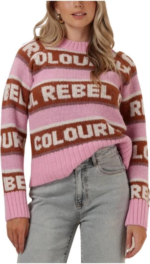 COLOURFUL REBEL Dames Truien & Vesten Ximenia Cr Intarsia Knitted Sweater Roze - Foto 7