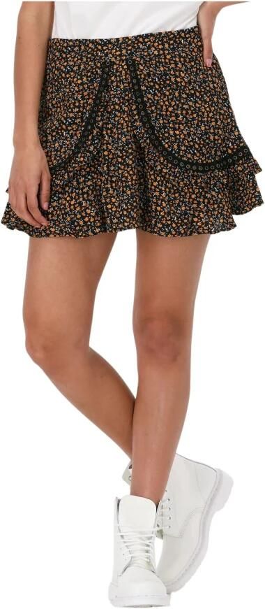 COLOURFUL REBEL Dames Rokken Maud Small Floral Mini Ruffle Skirt Oranje - Foto 3