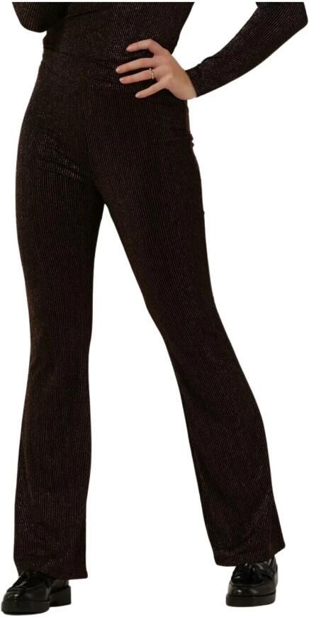 COLOURFUL REBEL Dames Broeken Jolie Metallic Stripe Flare Pants Zwart - Foto 4