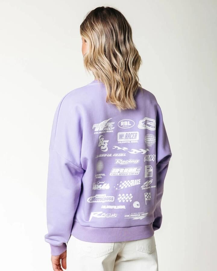 Colourful Rebel Multi Racer Logo Sweater Purple Dames - Foto 2