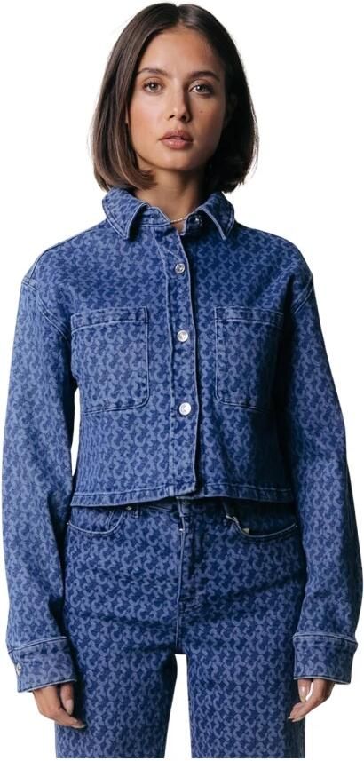 Colourful Rebel Olle Logo Denim Blouse Blue Dames