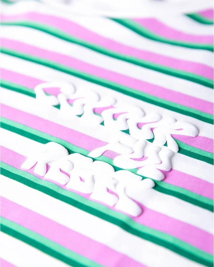 Colourful Rebel Puff Logo Stripe Loosefit Tee Pink Dames - Foto 2