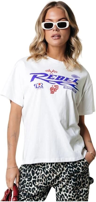 Colourful Rebel Racing Loosefit Tee White Dames