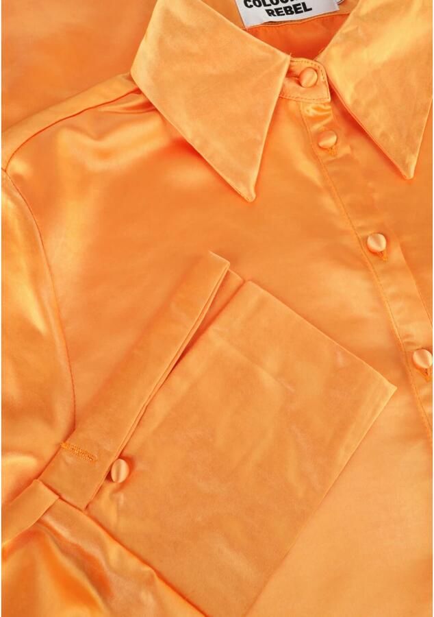 COLOURFUL REBEL Dames Jurken Mette Satin Wrap Dress Oranje - Foto 5