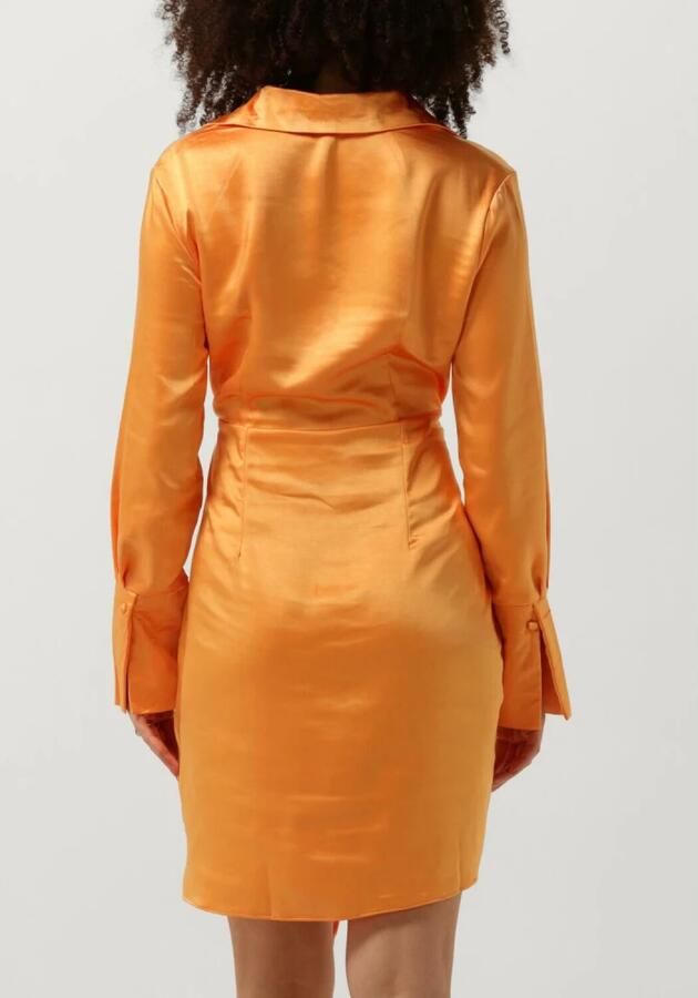 COLOURFUL REBEL Dames Jurken Mette Satin Wrap Dress Oranje - Foto 6
