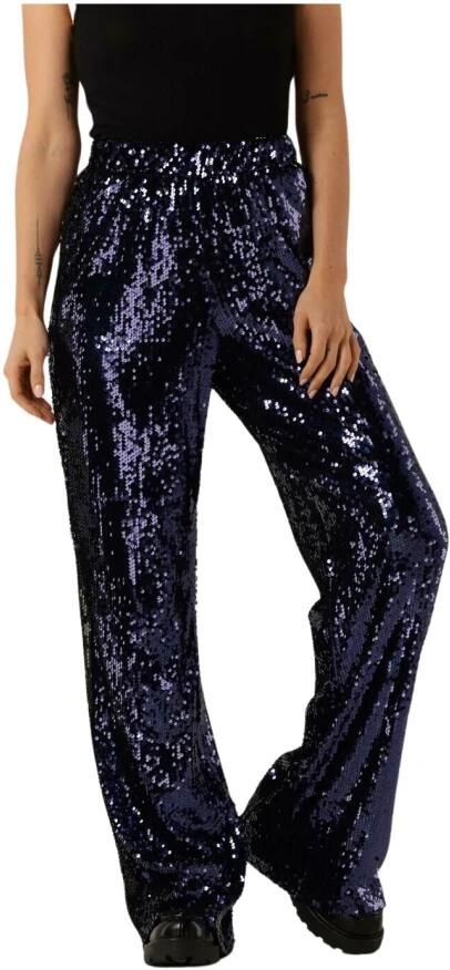 Colourful Rebel high waist flared pantalon Emy Sequins Flare Pants met pailletten metallic blue - Foto 5