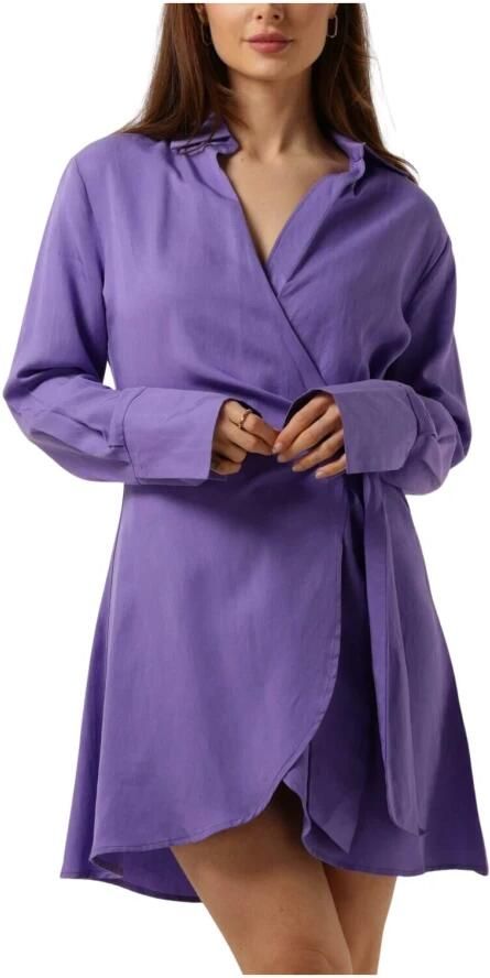 Colourful Rebel overslagjurk Hette Uni Wrap Mini Dress met ceintuur paars - Foto 5