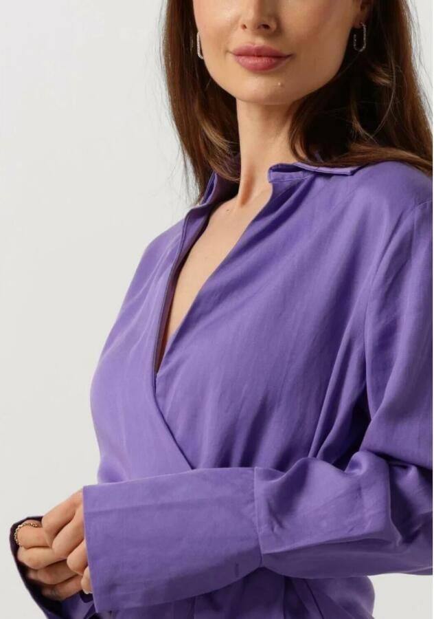 Colourful Rebel overslagjurk Hette Uni Wrap Mini Dress met ceintuur paars - Foto 3