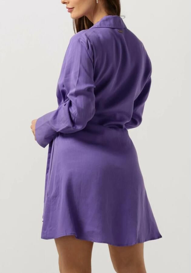 Colourful Rebel overslagjurk Hette Uni Wrap Mini Dress met ceintuur paars - Foto 4