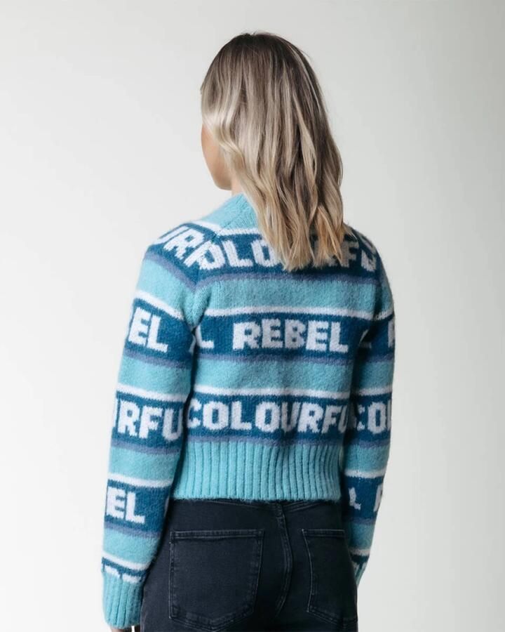 Colourful Rebel Ximenia Intarsia Gebreide Trui Blue Dames - Foto 3