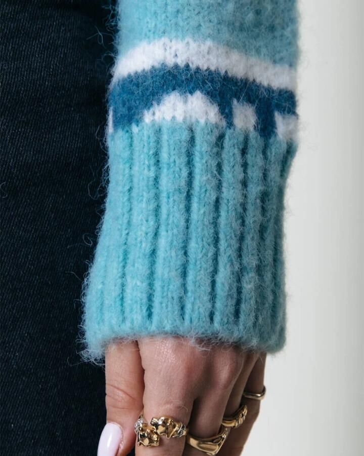 Colourful Rebel Ximenia Intarsia Gebreide Trui Blue Dames - Foto 4