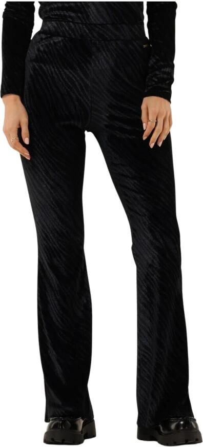 COLOURFUL REBEL Dames Broeken Jolie Zebra Velvet Flare Blauw - Foto 4