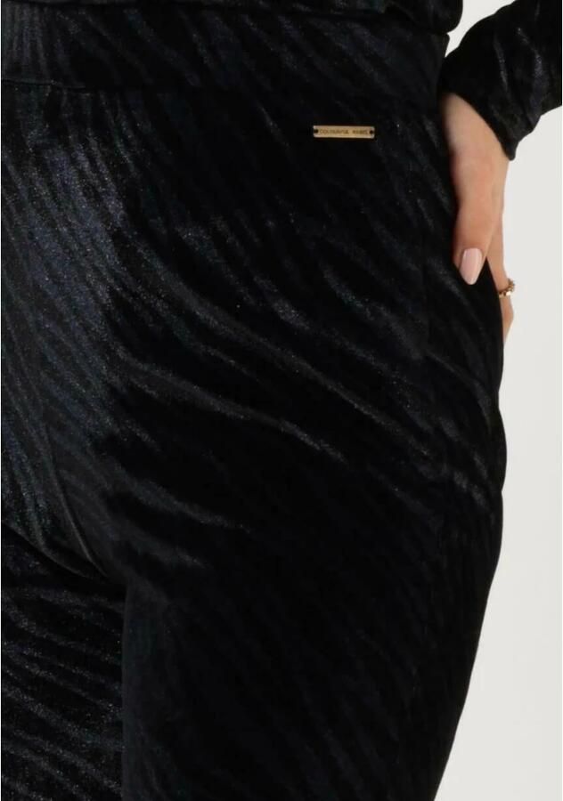 COLOURFUL REBEL Dames Broeken Jolie Zebra Velvet Flare Blauw - Foto 3