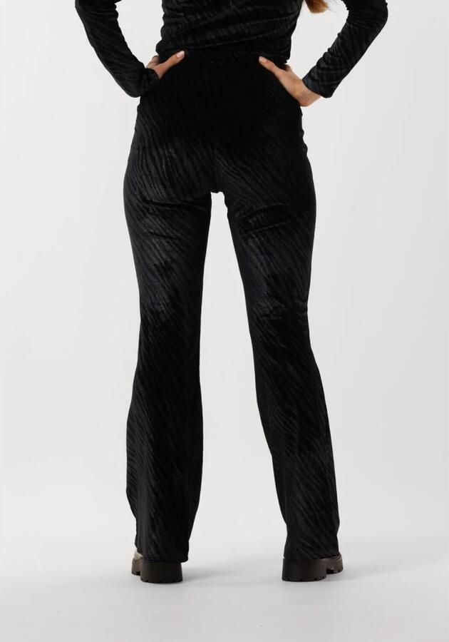 COLOURFUL REBEL Dames Broeken Jolie Zebra Velvet Flare Blauw - Foto 3