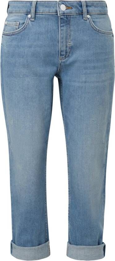Comma Boyfriend Jeans in Used Look Blauw Dames