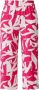 Comma cropped wide leg culotte met bladprint roze wit - Thumbnail 3
