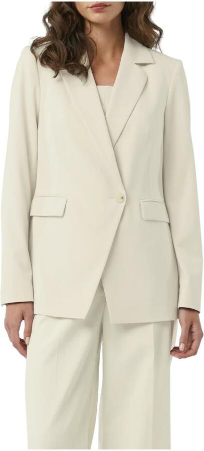 Comma Blazer met knoop en reverskraag Beige Dames
