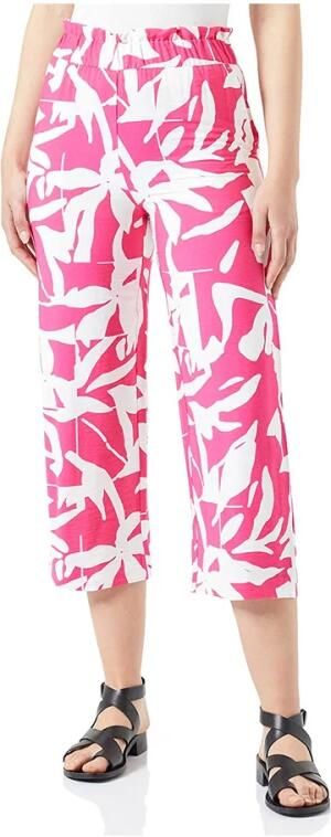 Comma cropped wide leg culotte met bladprint roze wit - Foto 5