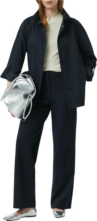 Comma Elegante Marlenebroek met zakken en ceintuurlussen Blue Dames