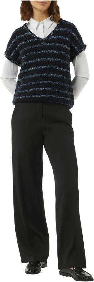 Comma Fringe Effect Gebreide Sweater Vest Blue Dames - Foto 2