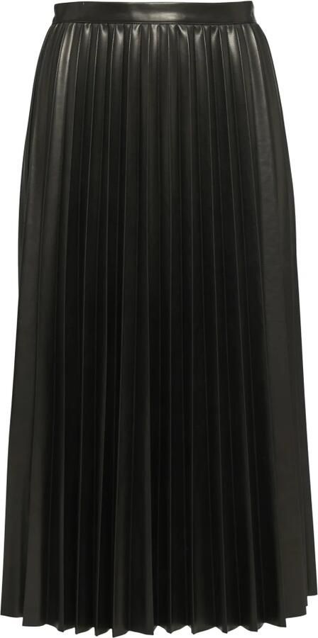 Comma Geplooide imitatieleren rok Black Dames