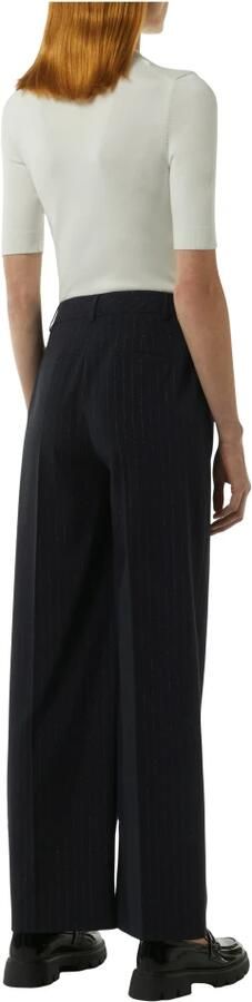 Comma Gestreepte broek met subtiel Lurex garen Blue Dames - Foto 6