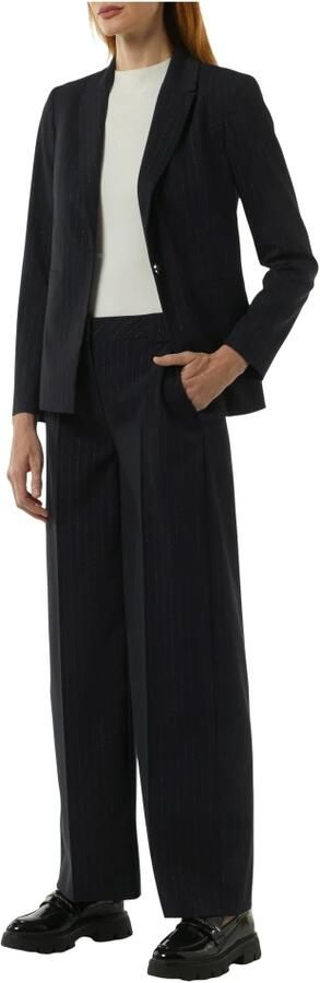 Comma Gestreepte broek met subtiel Lurex garen Blue Dames - Foto 5