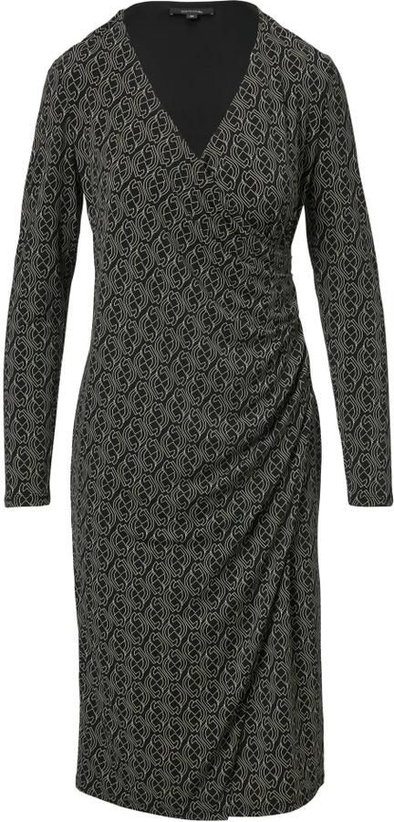 Comma jurk met all over print en plooien zwart wit - Foto 3